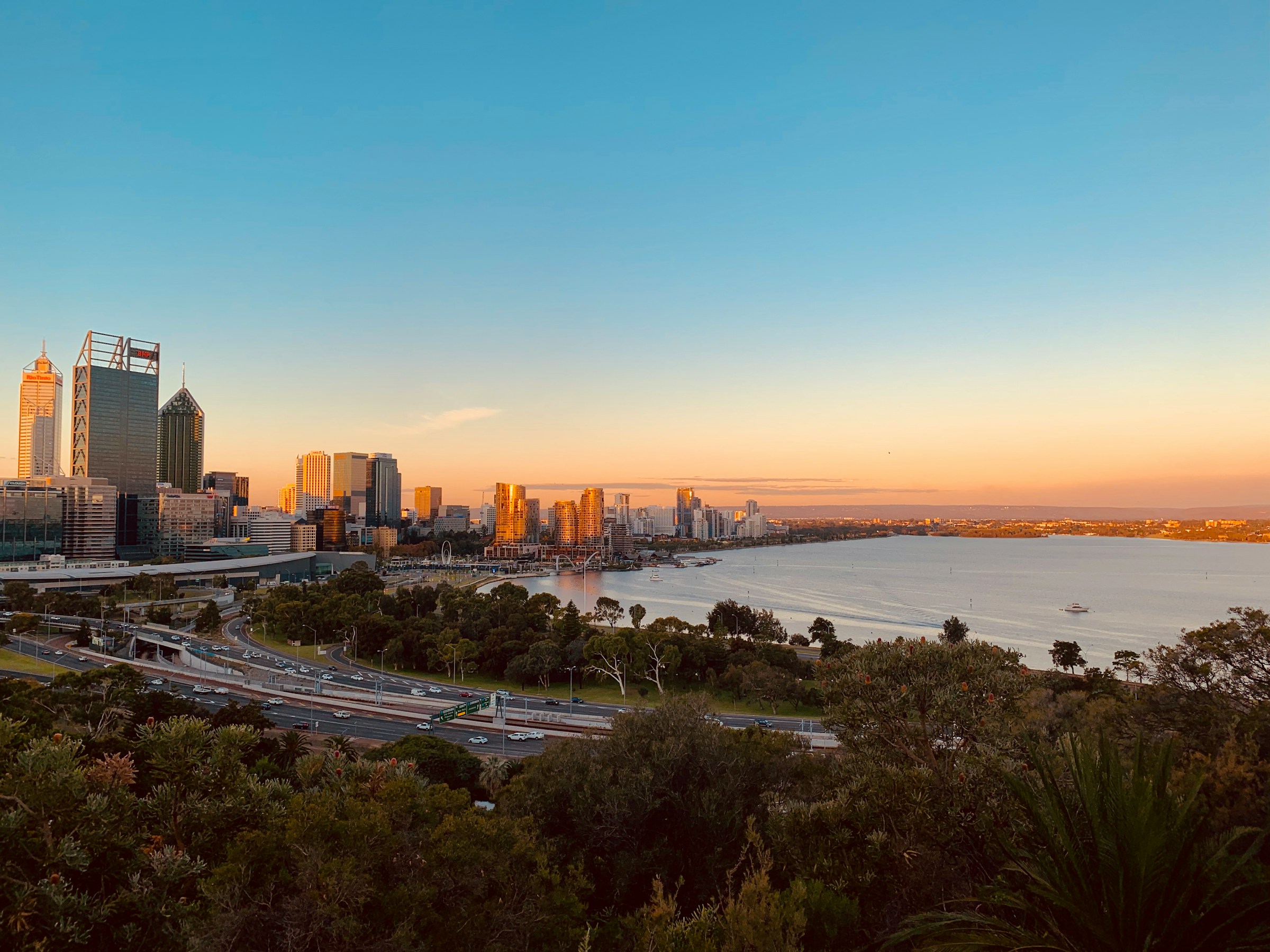 Perth and the Swan River from Kings Park at dusk — Yanchep's home market