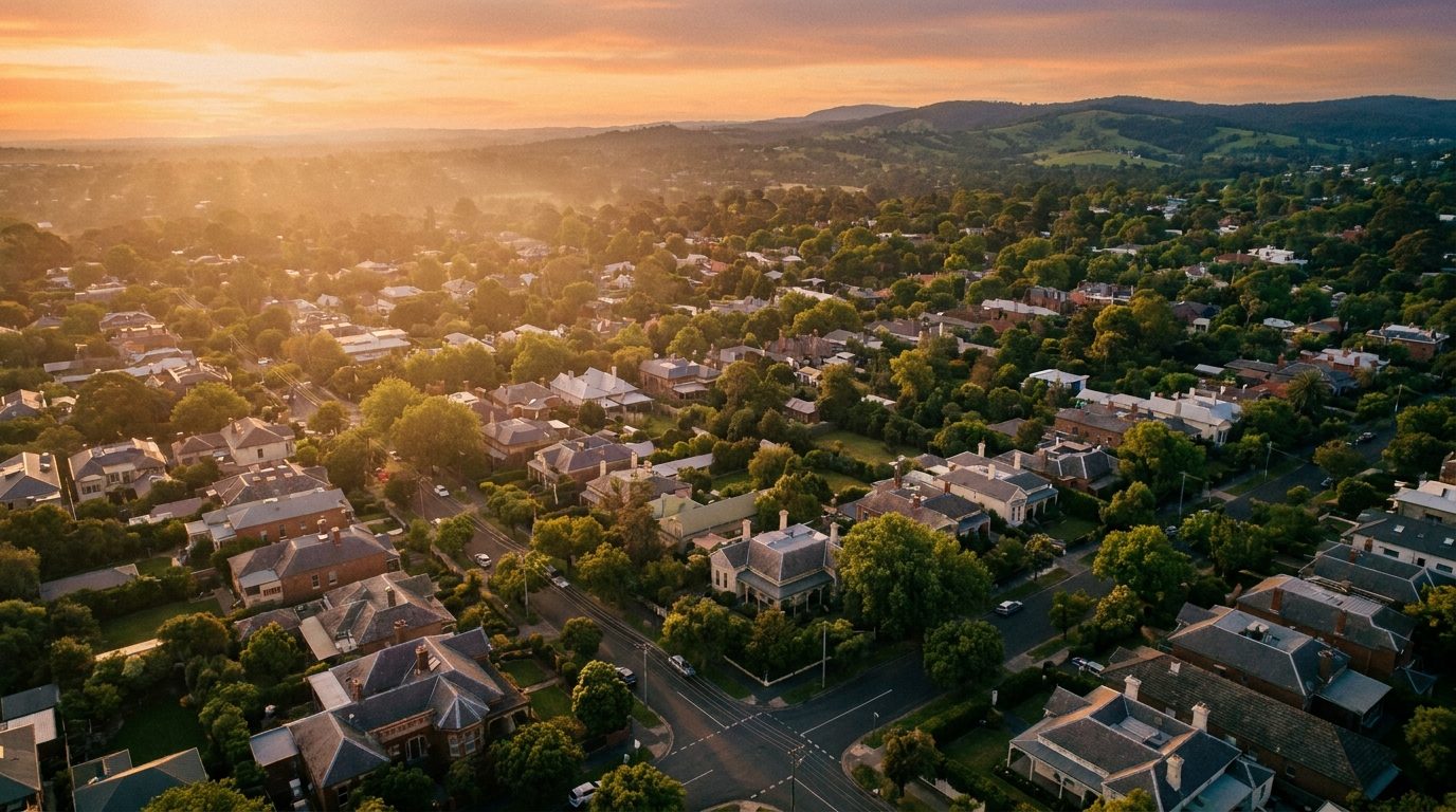 Aerial of Eastern Melbourne, VIC, at golden hour — Wantirna's home market
