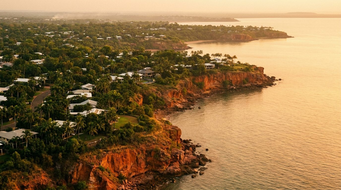 Aerial of Greater Darwin, NT, at golden hour — Stuart Park's home market