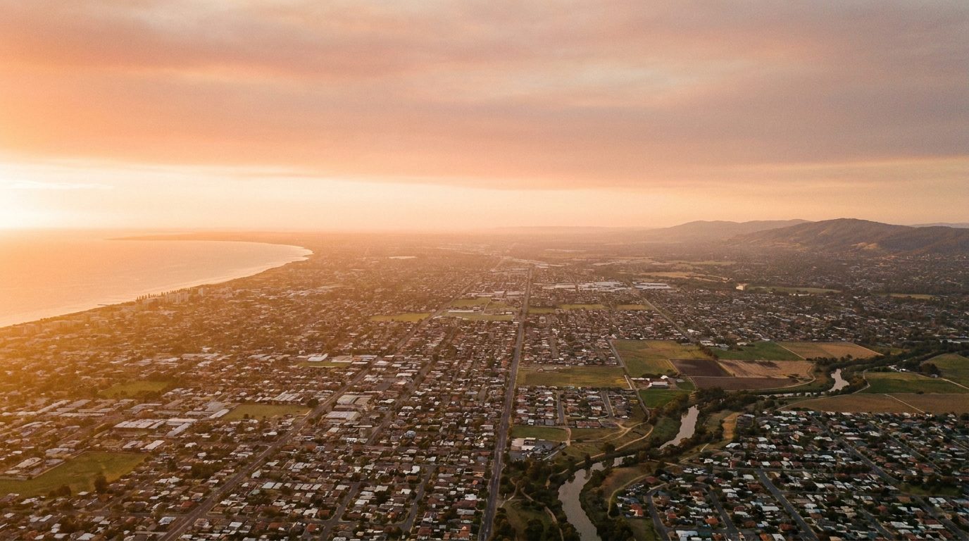 Aerial of Northern Adelaide, SA, at golden hour — Elizabeth's home market