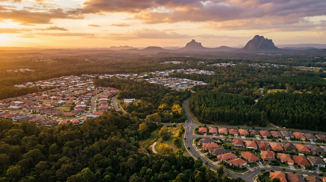 Aerial of Outer North Brisbane, QLD, at golden hour — Aspley's home market