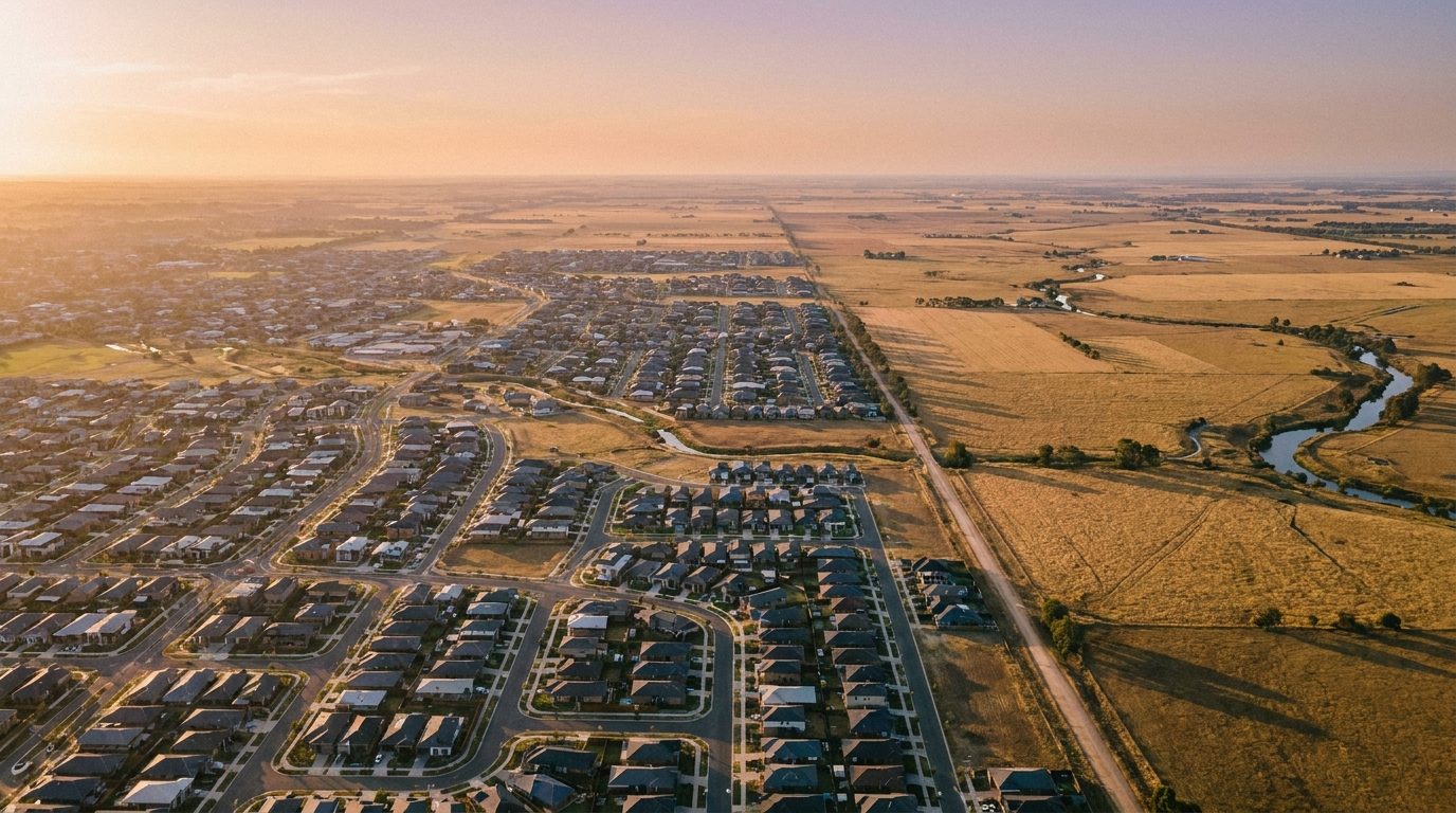Aerial of Outer West, VIC, at golden hour — Keilor Downs's home market