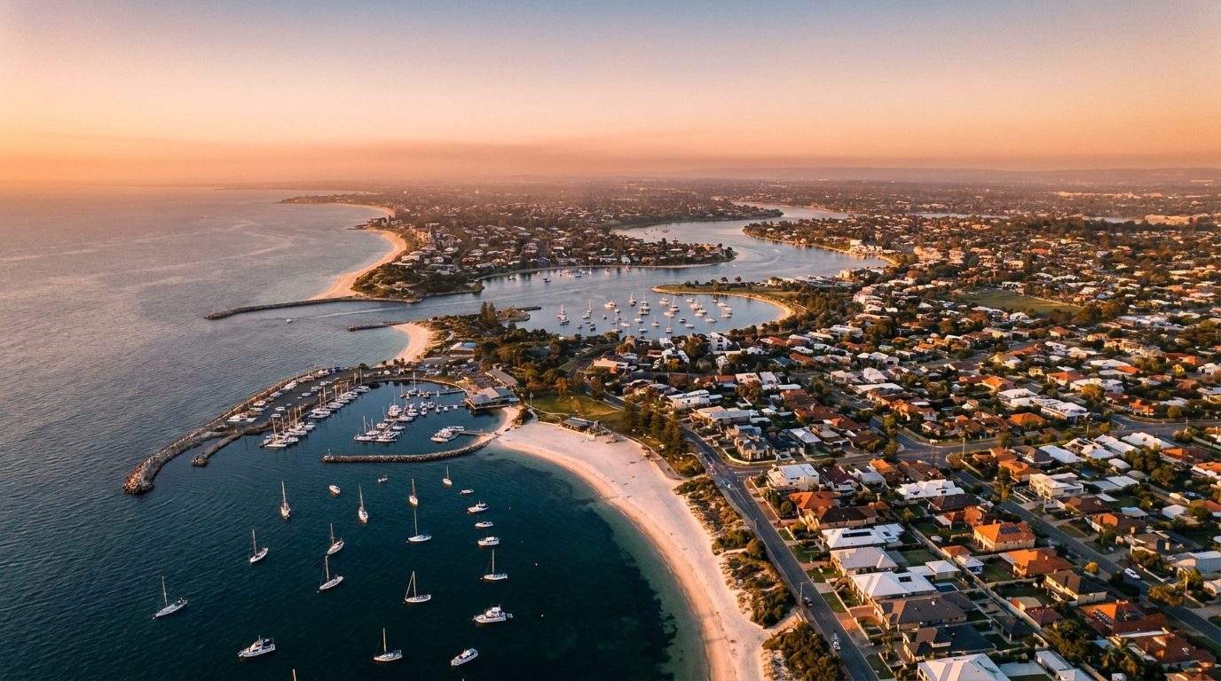 Aerial of South Metro, WA, at golden hour — Gosnells's home market