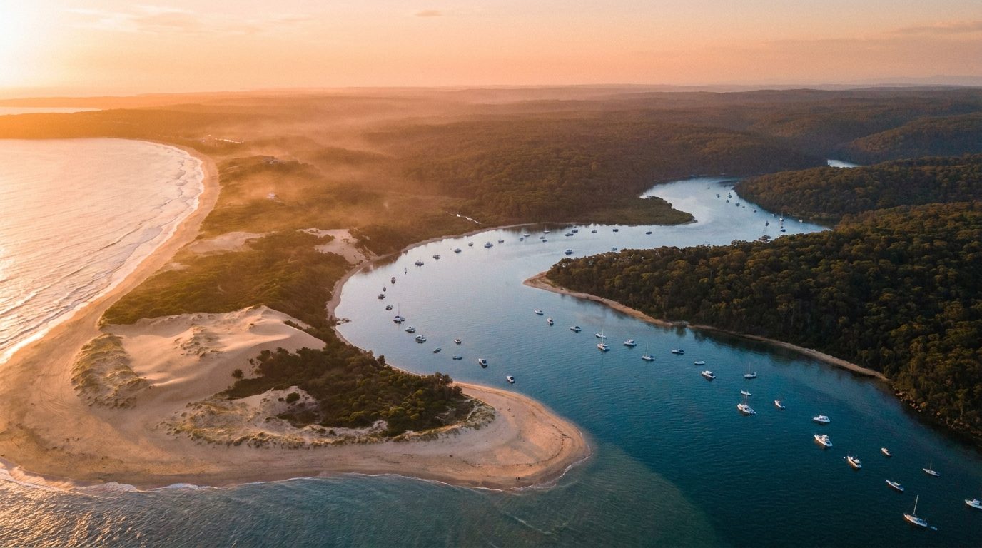 Aerial of Sutherland Shire, NSW, at golden hour — Como's home market