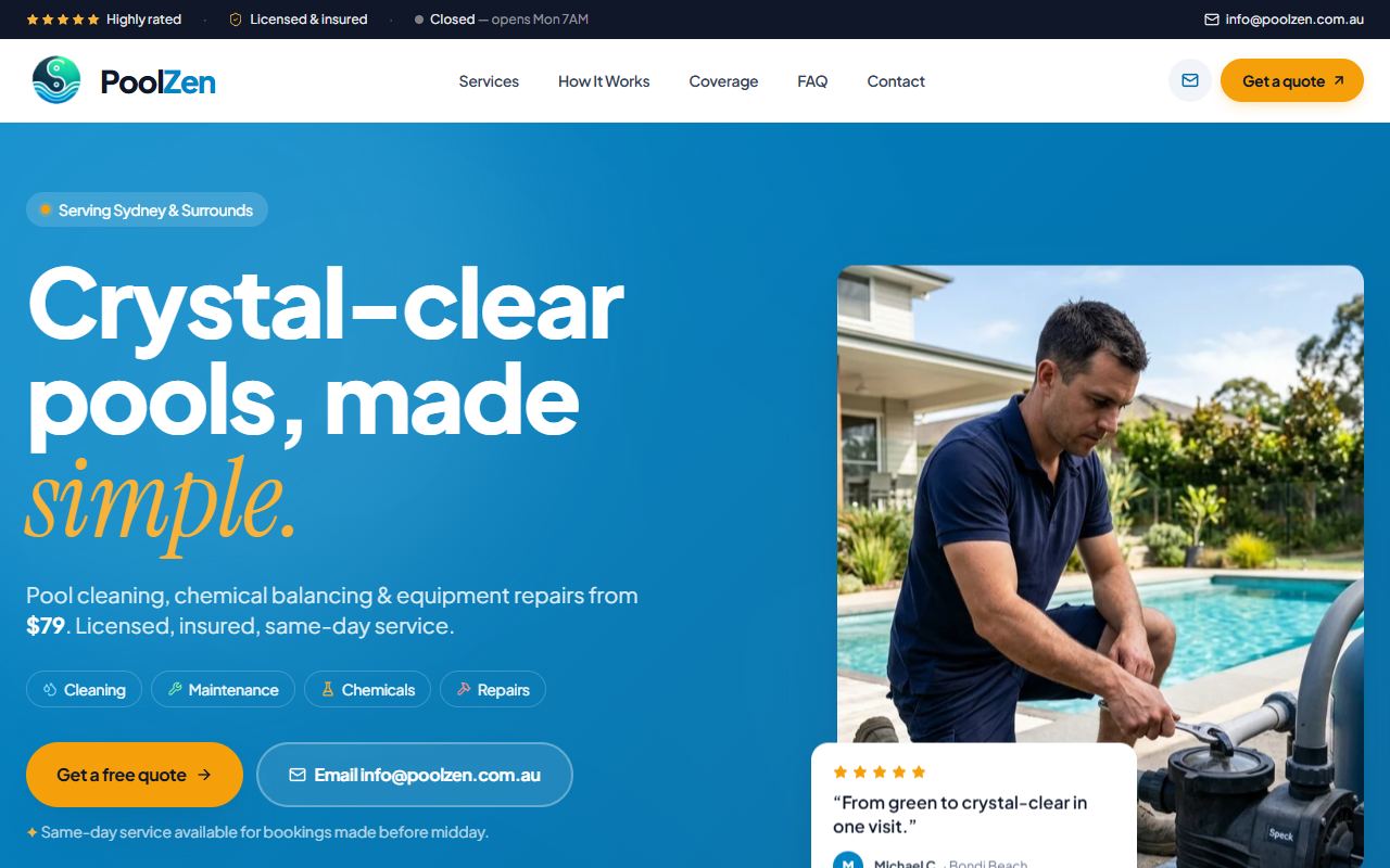 Pool Zen website